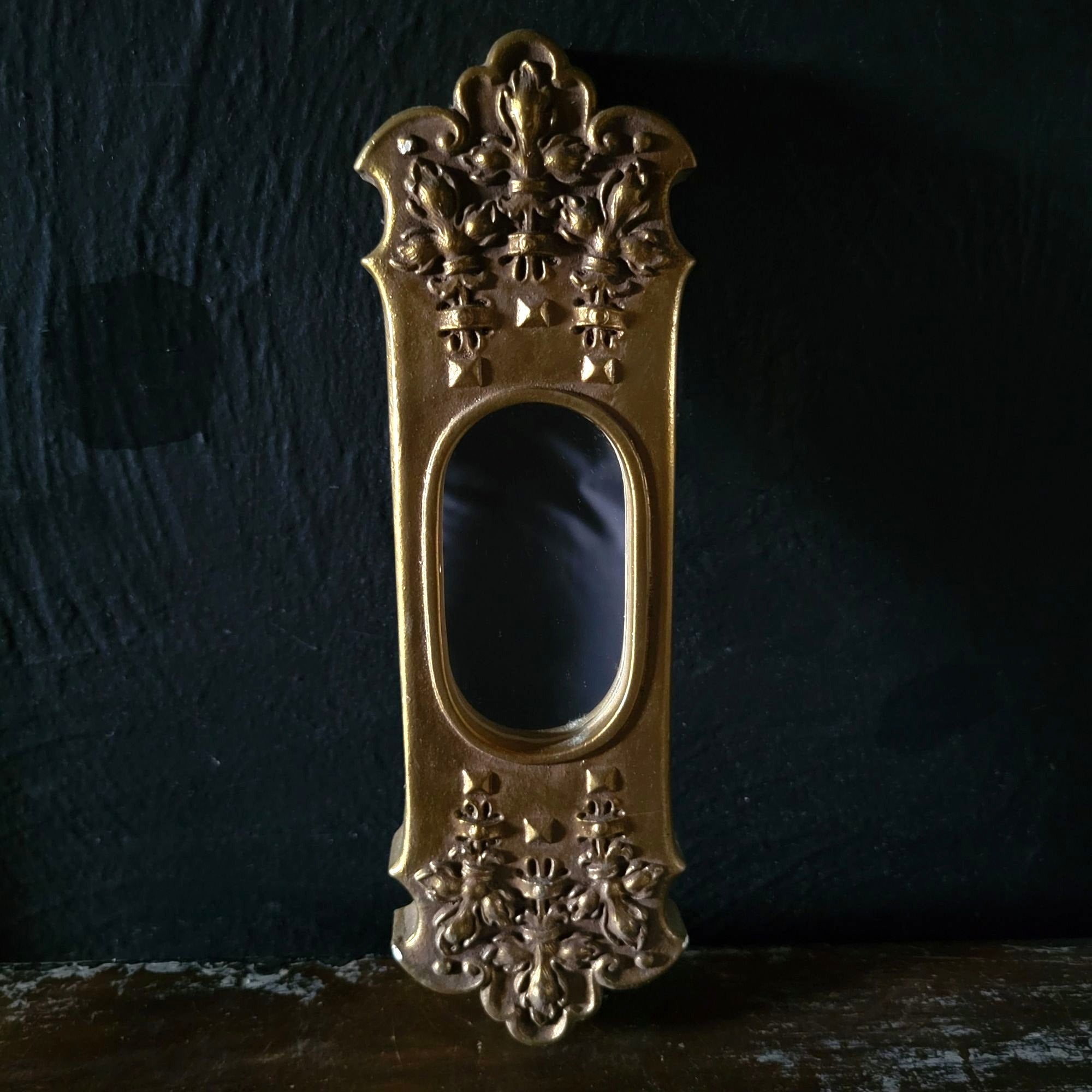 Small Gargoyles Studio Brooklyn NY Gold Fleur-de-lis Accent Mirror Plaster