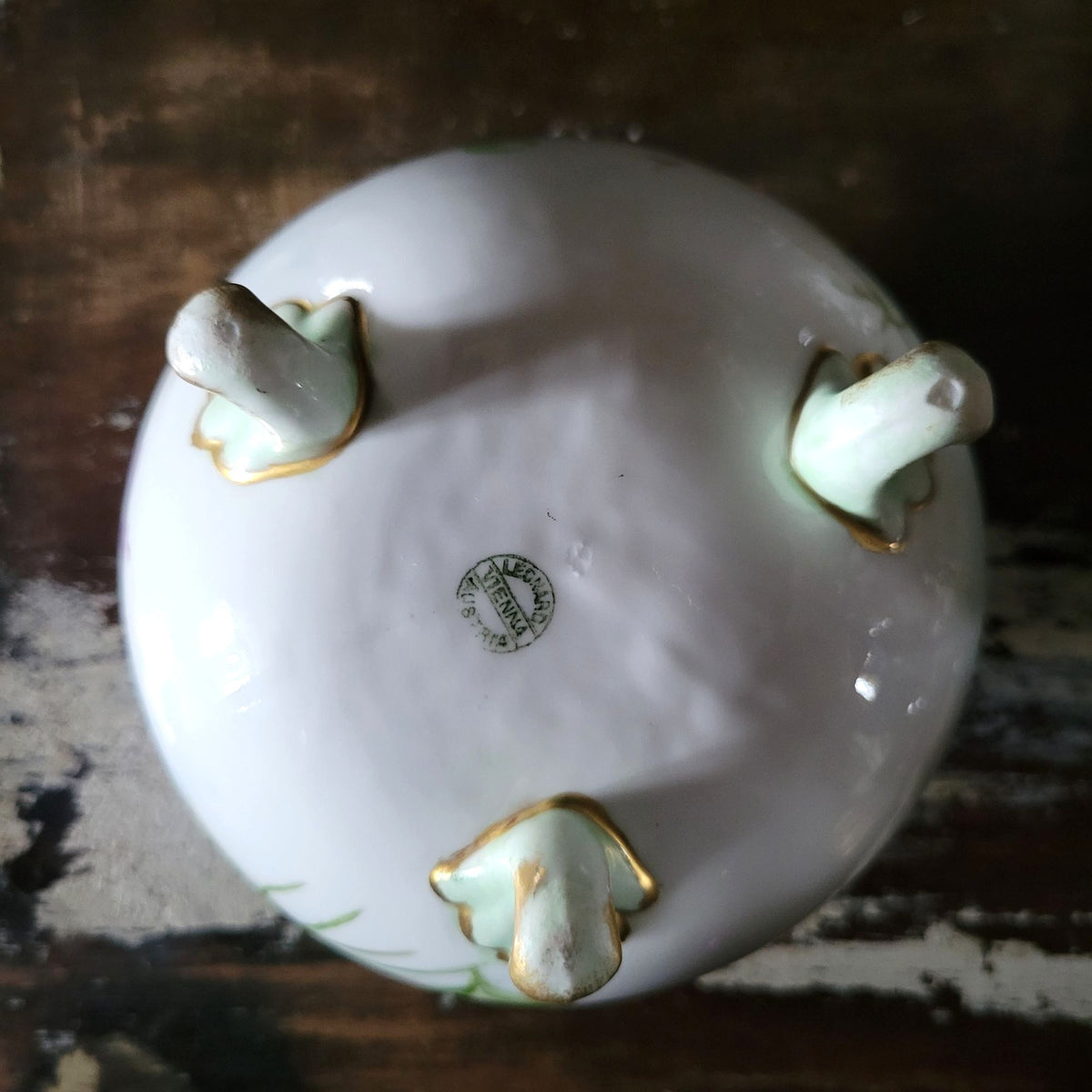 Antique Hand Painted Leonard Vienna Porcelain Round Footed Vase Bowl *Read