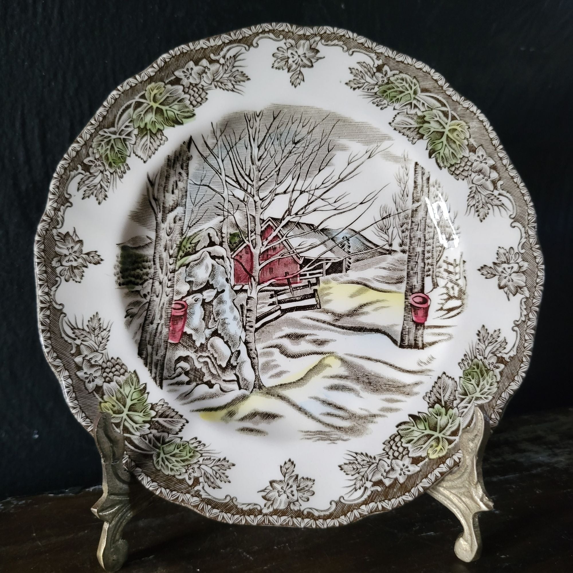 Vintage Johnson Brothers The Friendly Village Bread Plate "Sugar Maples" Scene