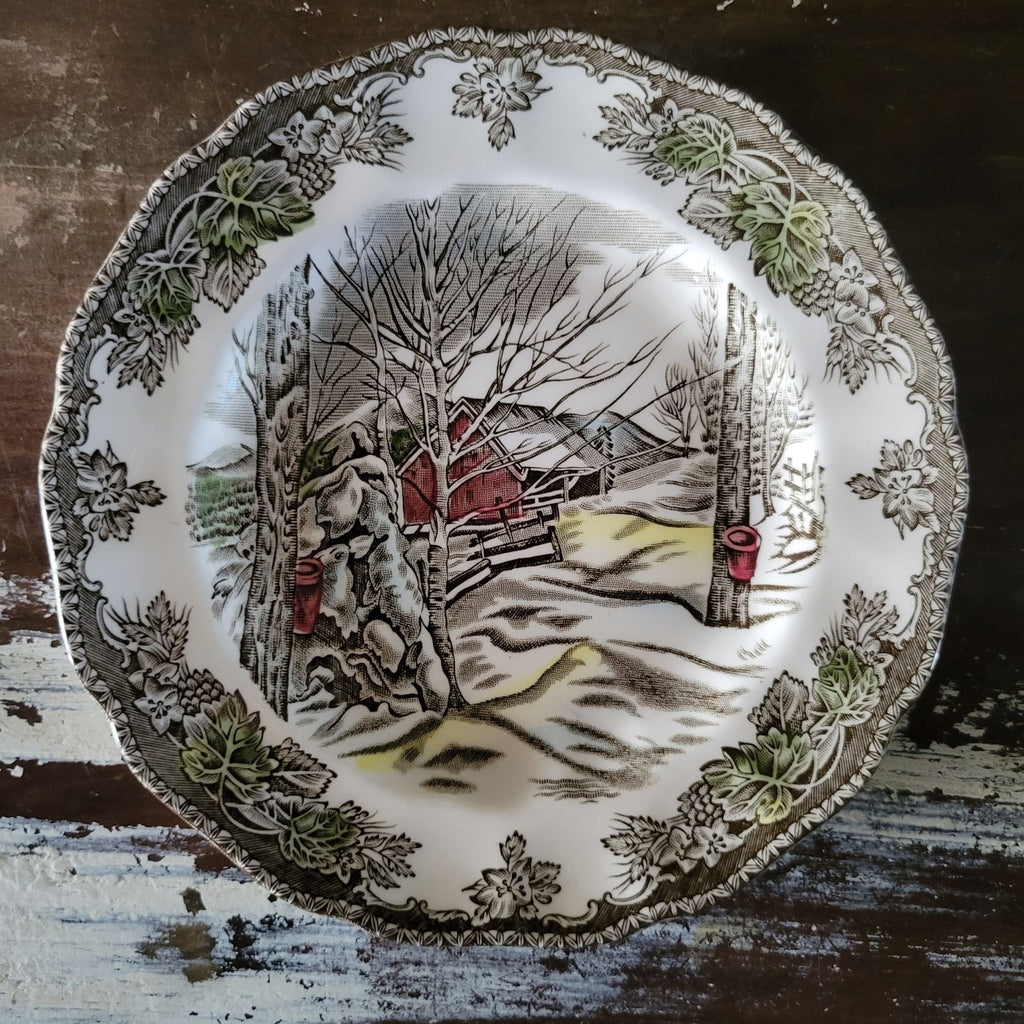 Vintage Johnson Brothers The Friendly Village Bread Plate "Sugar Maples" Scene