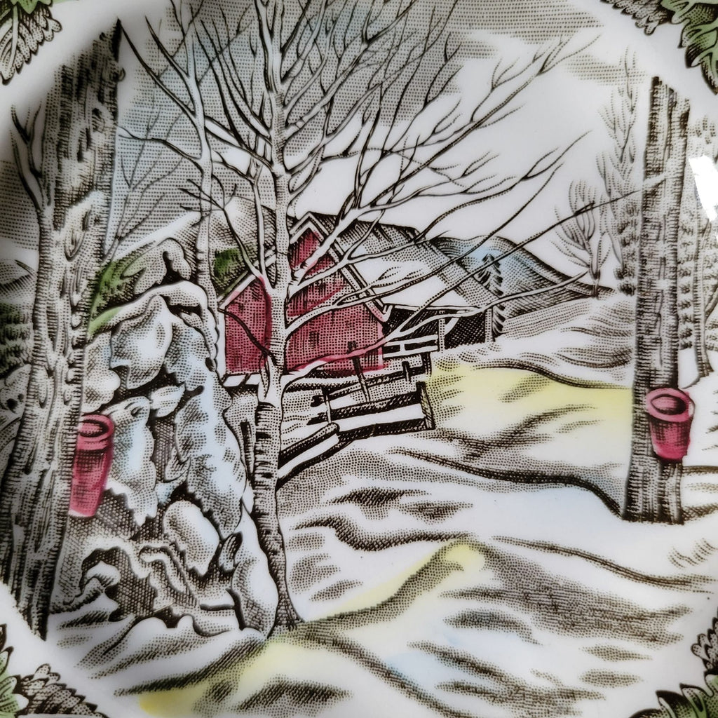 Vintage Johnson Brothers The Friendly Village Bread Plate "Sugar Maples" Scene