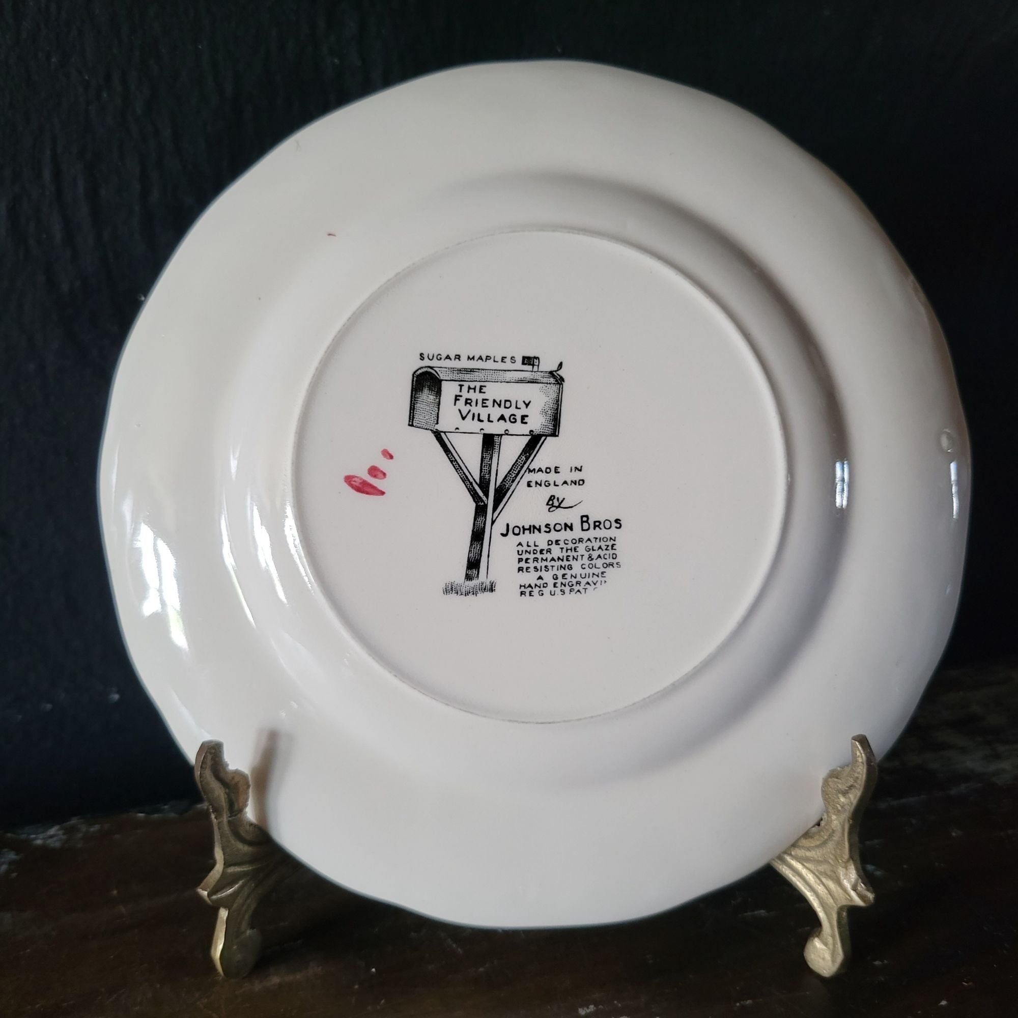 Vintage Johnson Brothers The Friendly Village Bread Plate "Sugar Maples" Scene