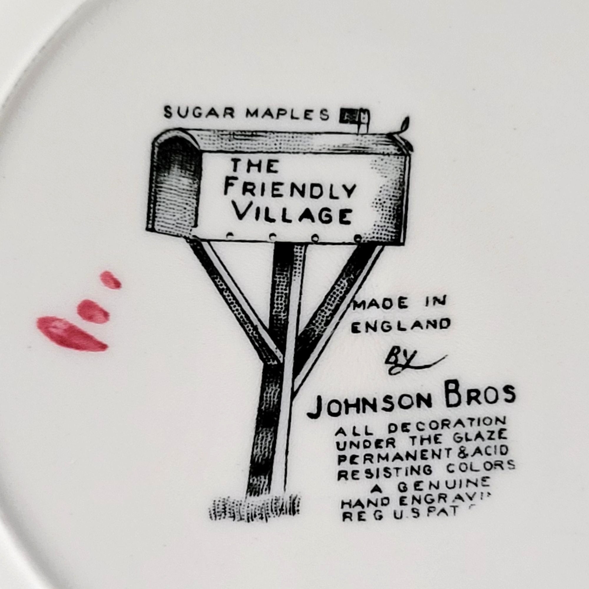 Vintage Johnson Brothers The Friendly Village Bread Plate "Sugar Maples" Scene
