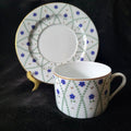 Philippe Deshoulieres Barbizon Flat Cup & Saucer Set With Blue Floral & Gold Accents