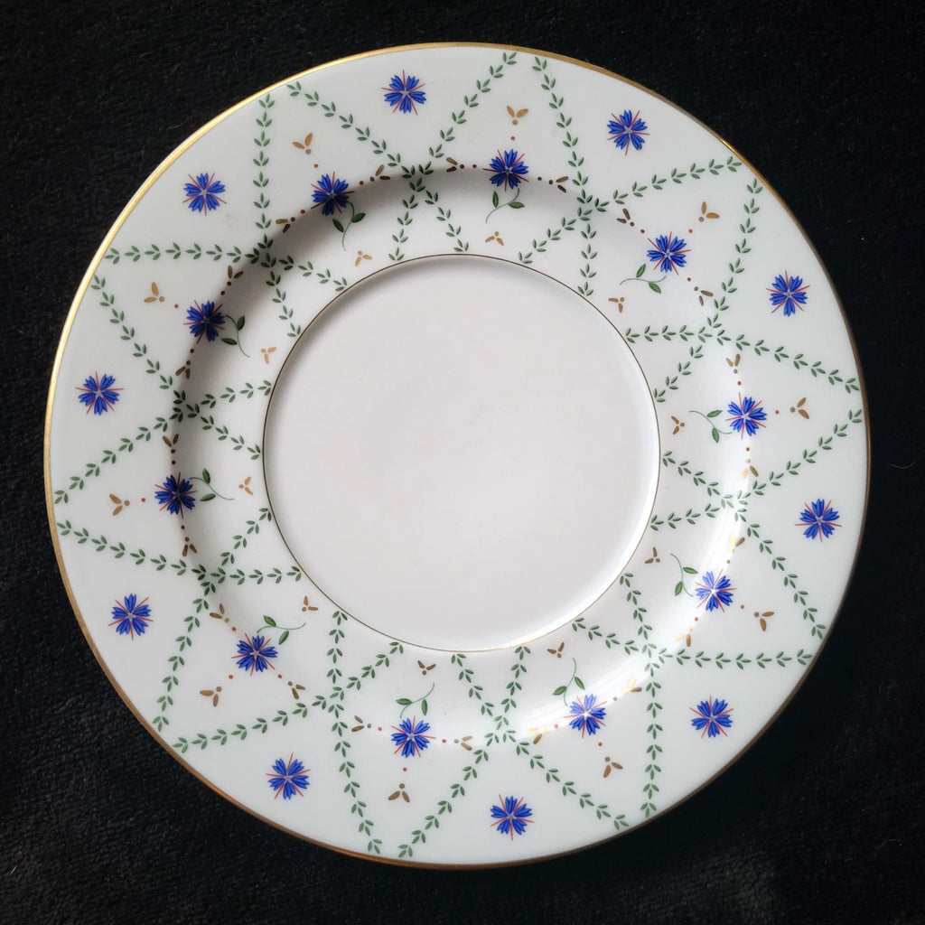 Philippe Deshoulieres Barbizon Flat Cup & Saucer Set With Blue Floral & Gold Accents