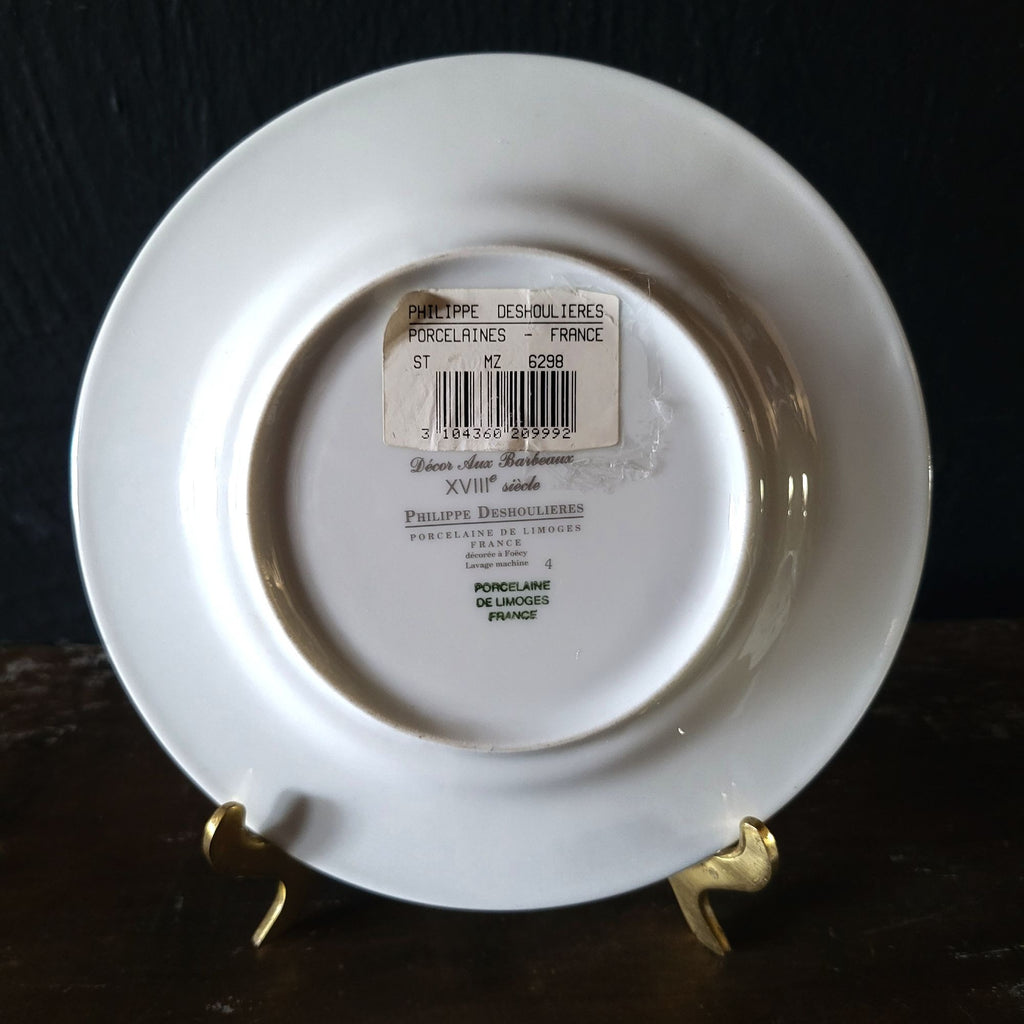 Philippe Deshoulieres Barbizon Flat Cup & Saucer Set With Blue Floral & Gold Accents