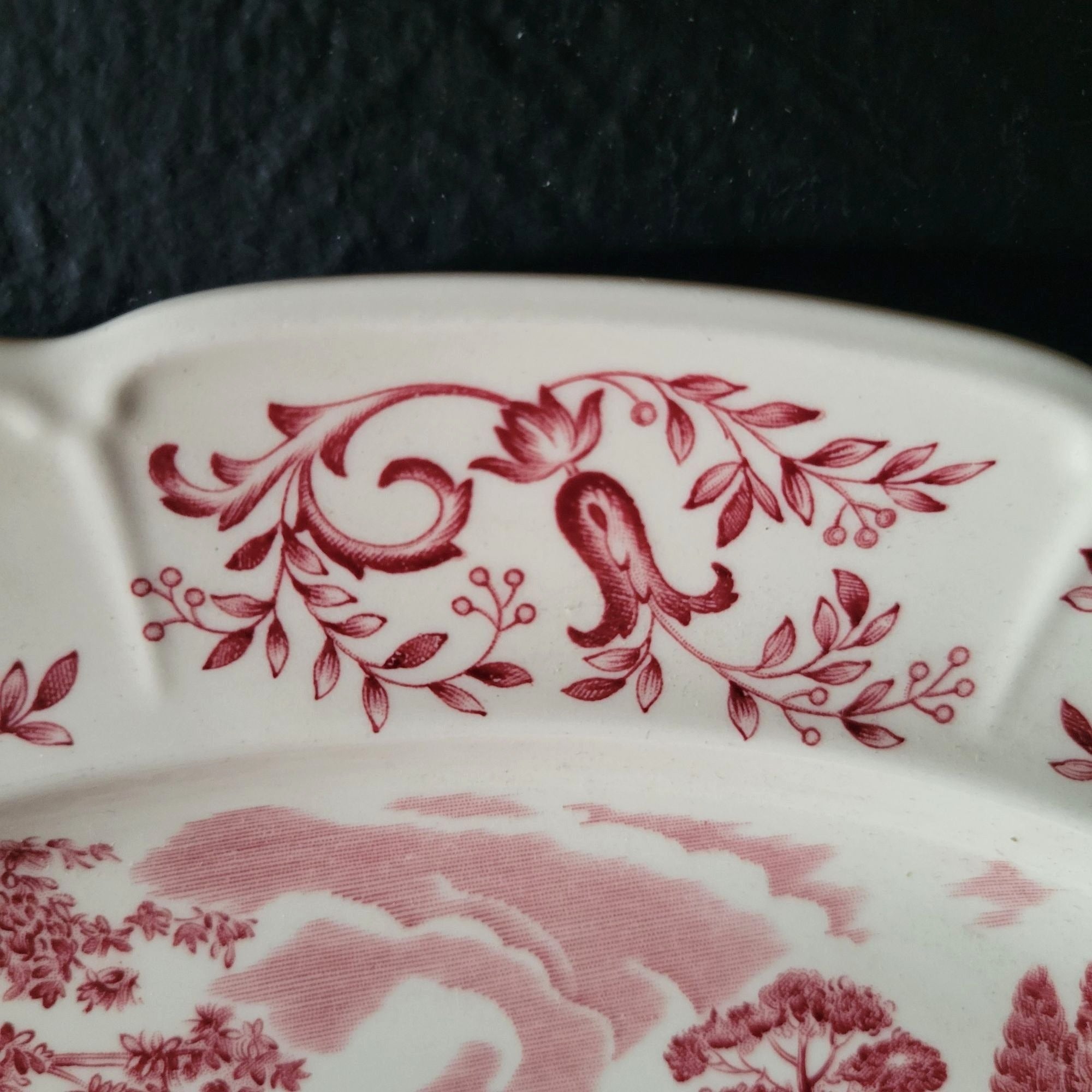 Johnson Brothers Windsorware Mount Vernon Red Transferware Platter 12.25" Oval