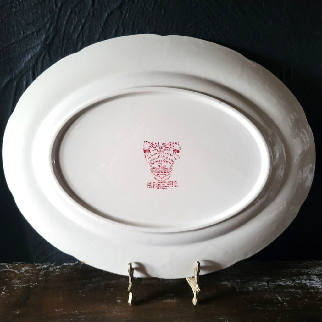 Johnson Brothers Windsorware Mount Vernon Red Transferware Platter 12.25" Oval
