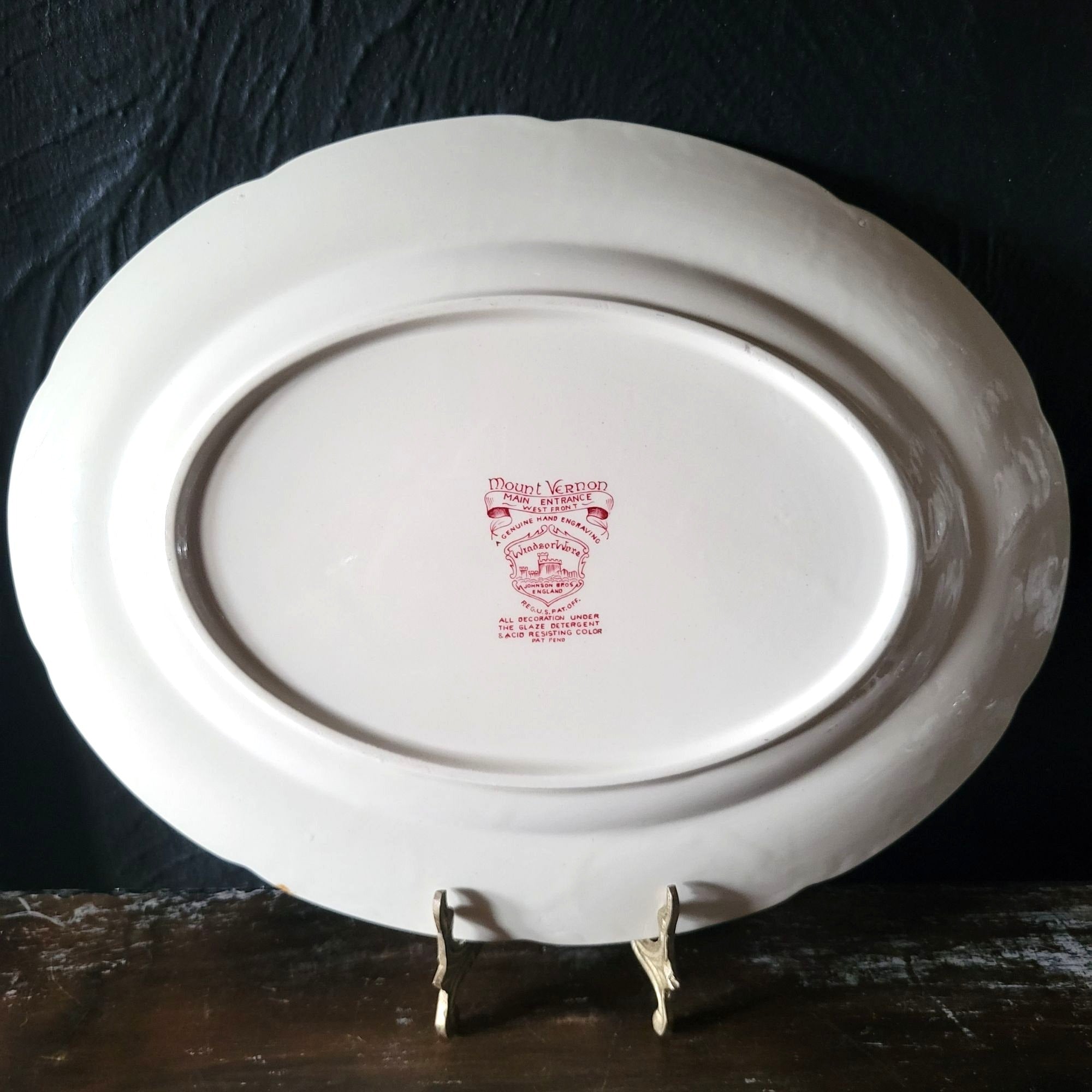 Johnson Brothers Windsorware Mount Vernon Red Transferware Platter 12.25" Oval