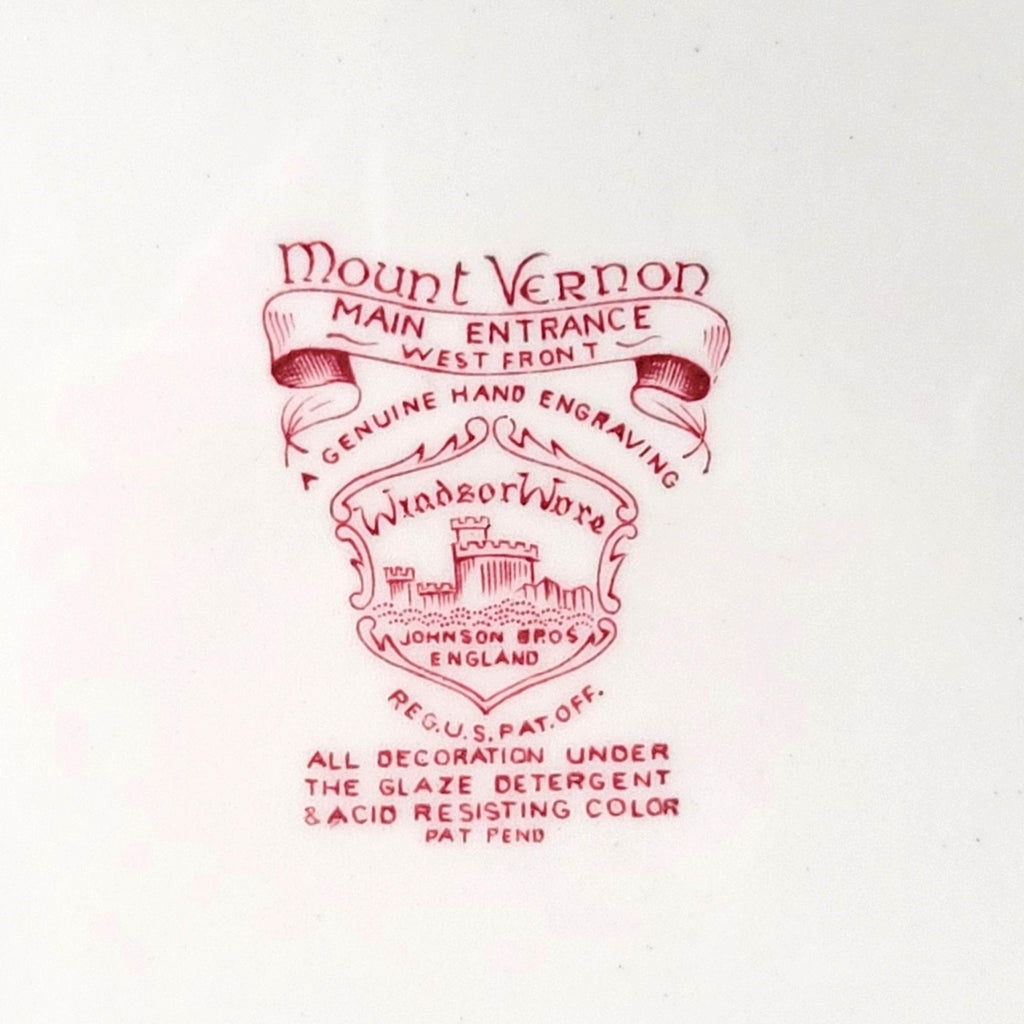 Johnson Brothers Windsorware Mount Vernon Red Transferware Platter 12.25" Oval