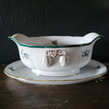Vintage Royal Bayreuth Teal Tulip Gravy Boat With Attached Underplate