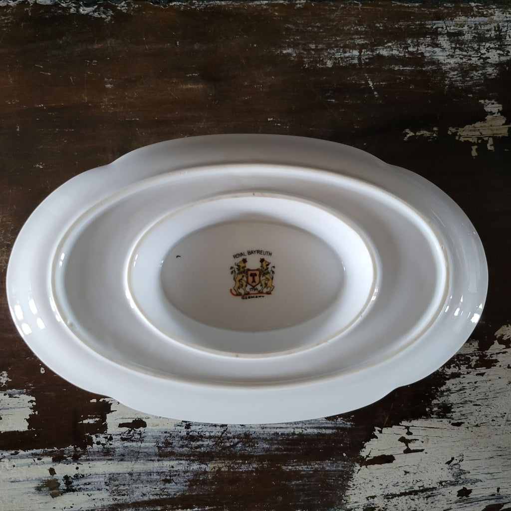 Vintage Royal Bayreuth Teal Tulip Gravy Boat With Attached Underplate
