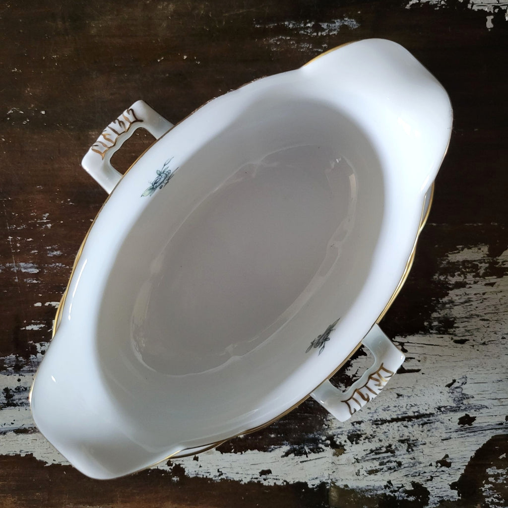 Vintage Royal Bayreuth Teal Tulip Gravy Boat With Attached Underplate