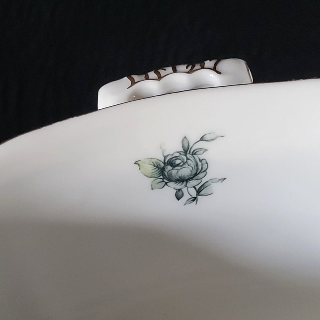 Vintage Royal Bayreuth Teal Tulip Gravy Boat With Attached Underplate