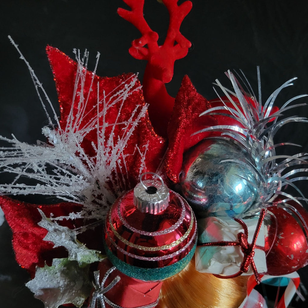 Kitschy Christmas Cone Doll Vtg Doll Head and Ornaments By Rock N Pop Shop