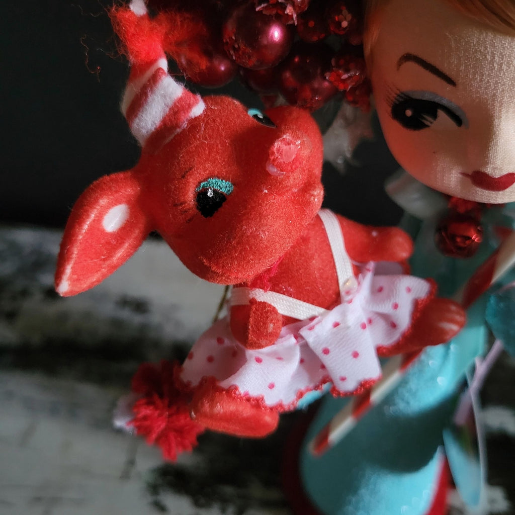 Kitschy Christmas Cone Doll Vtg Doll Head and Ornaments By Rock N Pop Shop