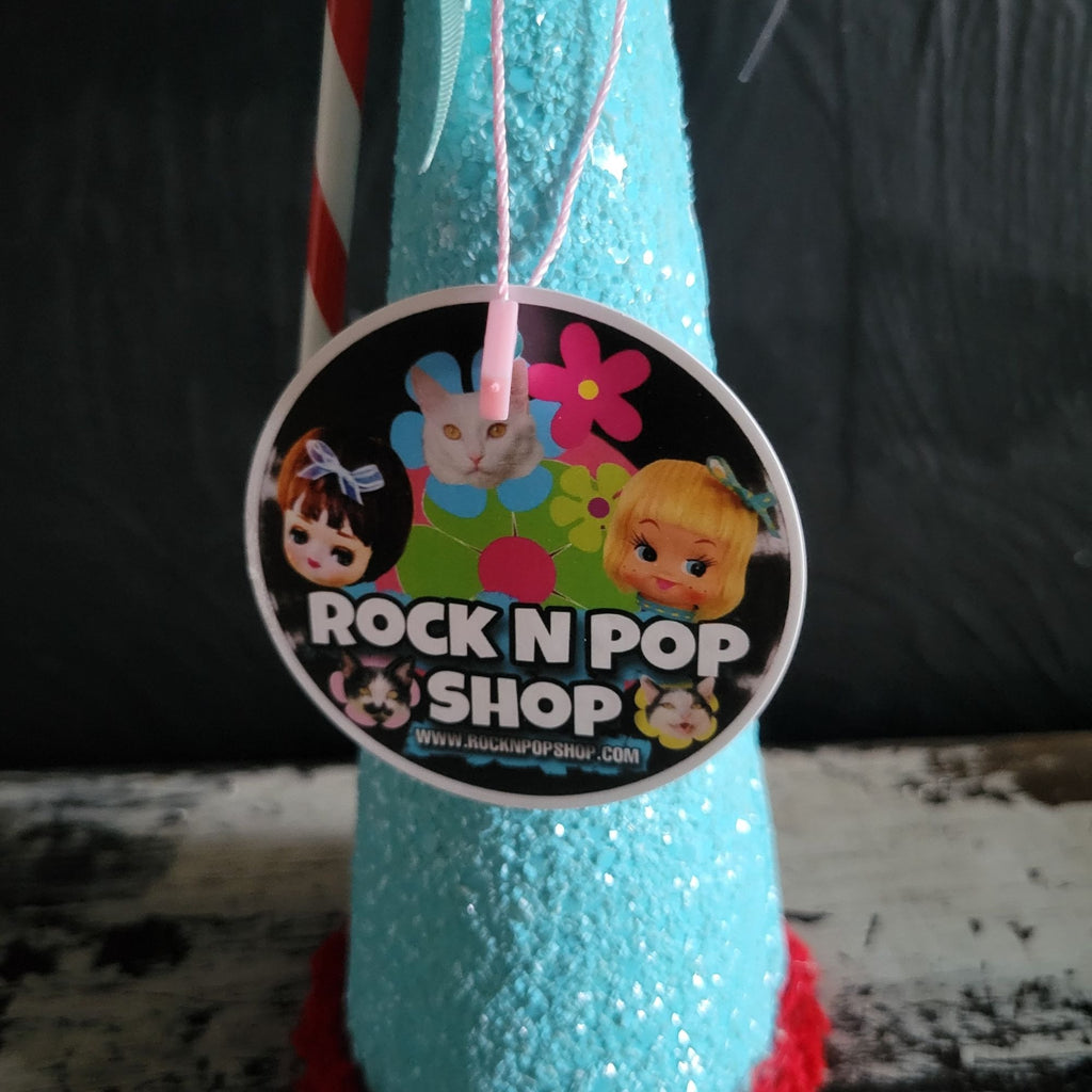 Kitschy Christmas Cone Doll Vtg Doll Head and Ornaments By Rock N Pop Shop