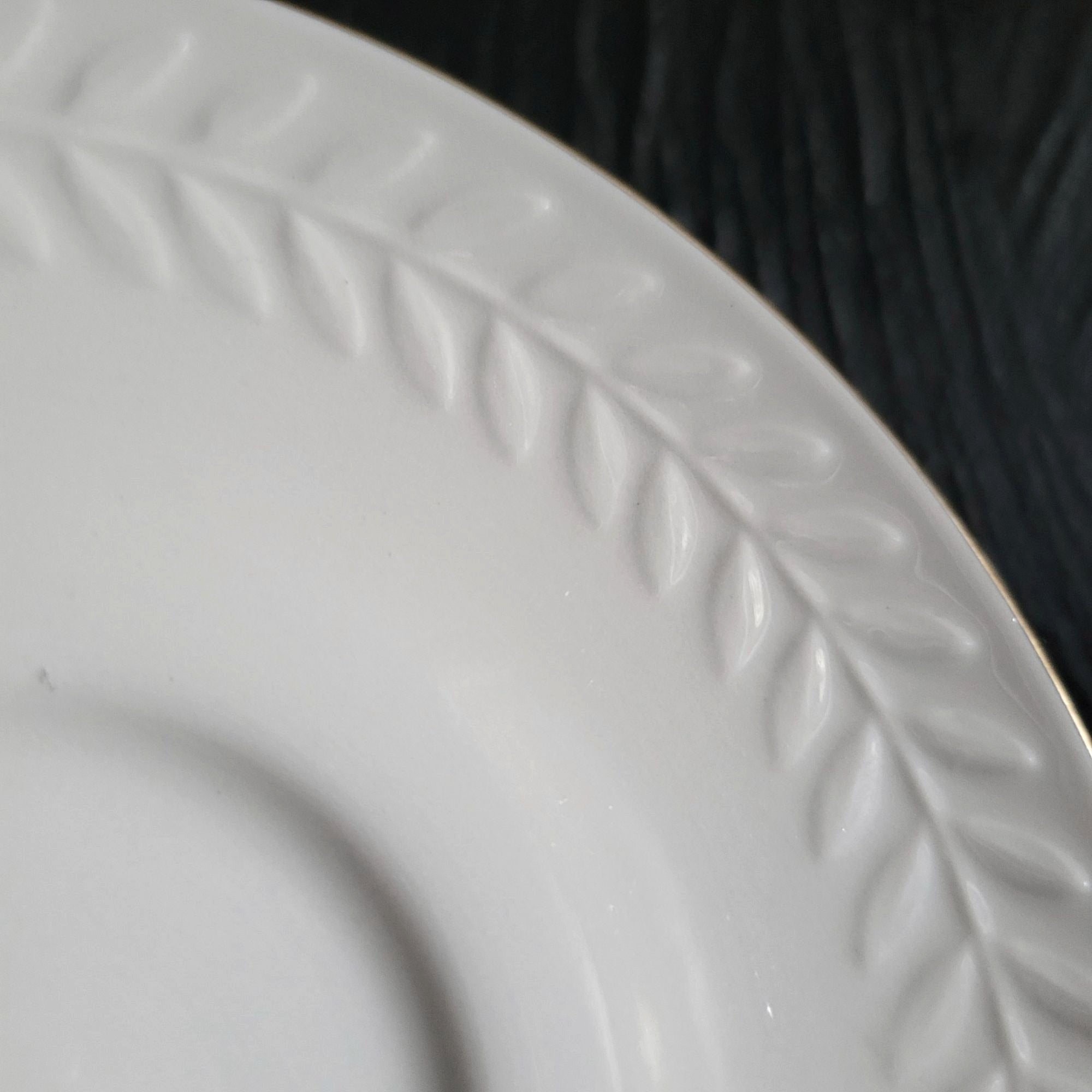 Vintage Shenango China Carlton Shape Laurel Leaf Saucer White with Gold Trim