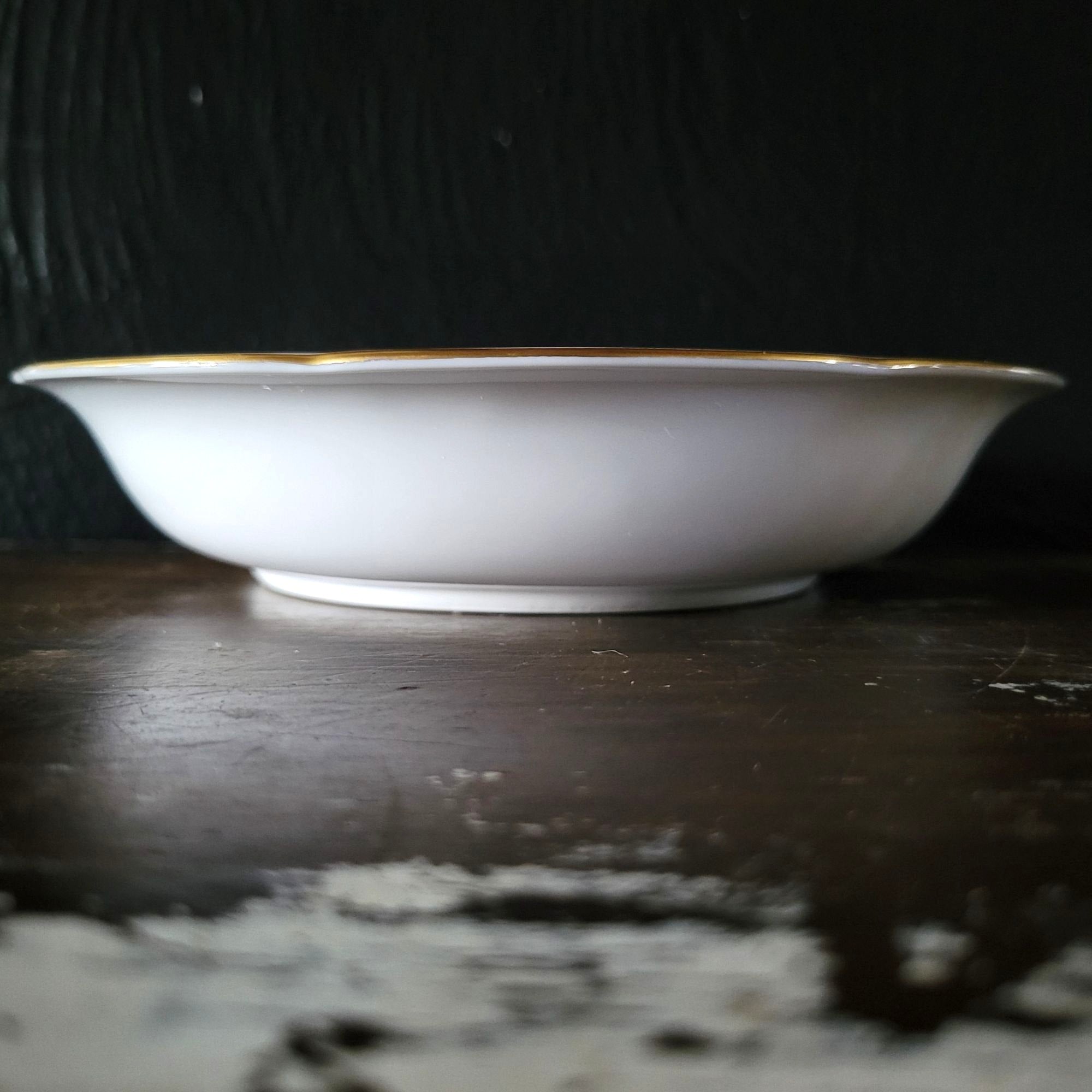 Vintage Royal Bayreuth Teal Tulip Coupe Bowl 7.625" Floral Design With Gold Trim