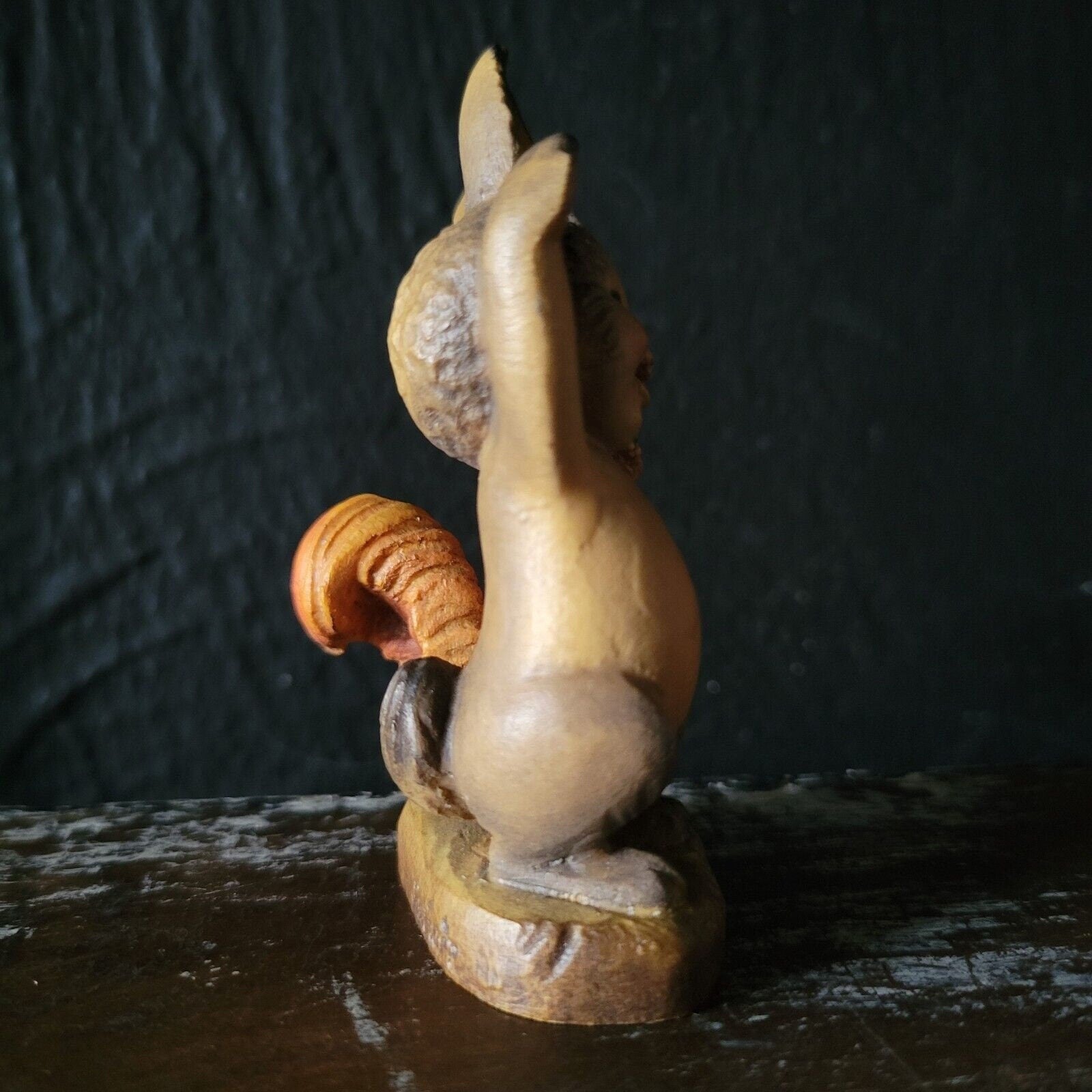 Vintage Greetings ANRI Ferrandiz Wood Carved Figurine - Rabbit & Squirrel Waving  M