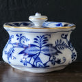 Antique Meissen Blue Onion Hand Painted Porcelain Inkwell Blue and White