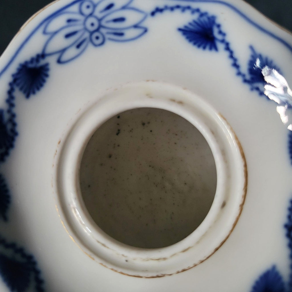 Antique Meissen Blue Onion Hand Painted Porcelain Inkwell Blue and White