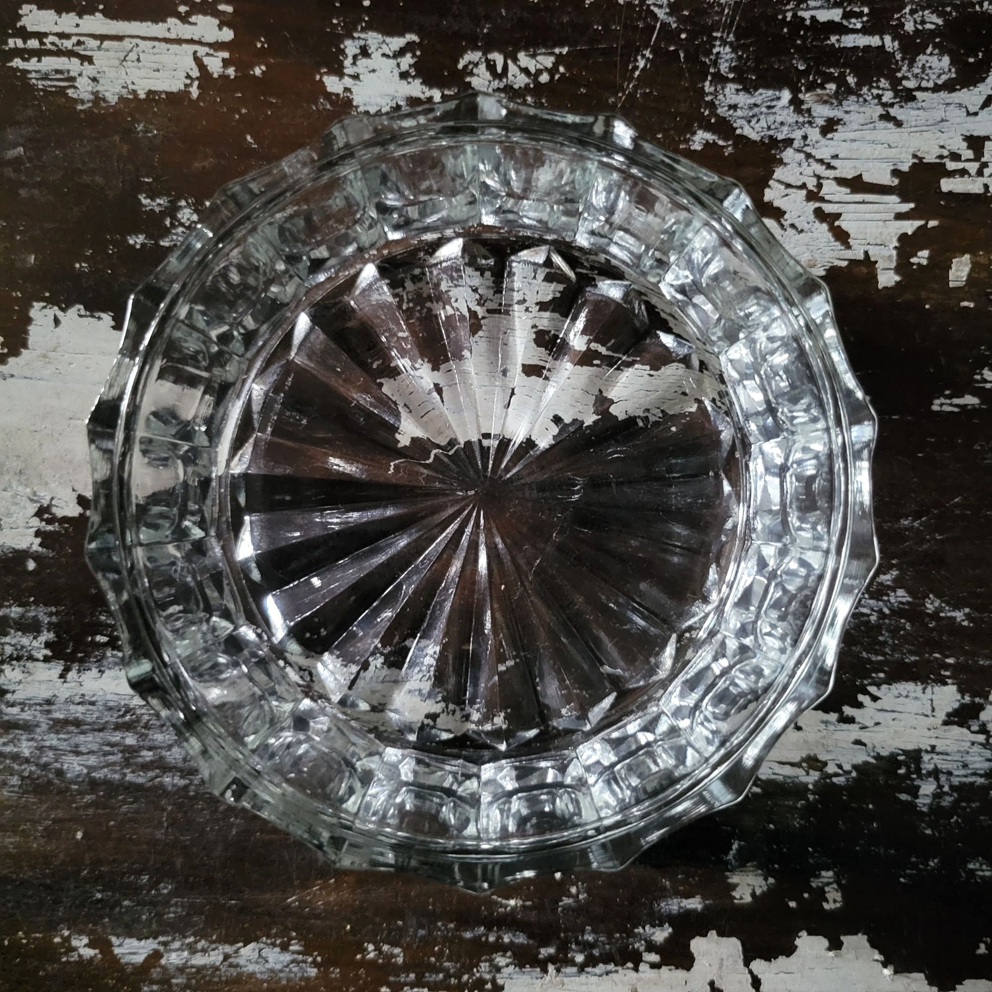 Vintage Crystal Vanity Jar With Silverplate Repoussé Lid and Shield Design