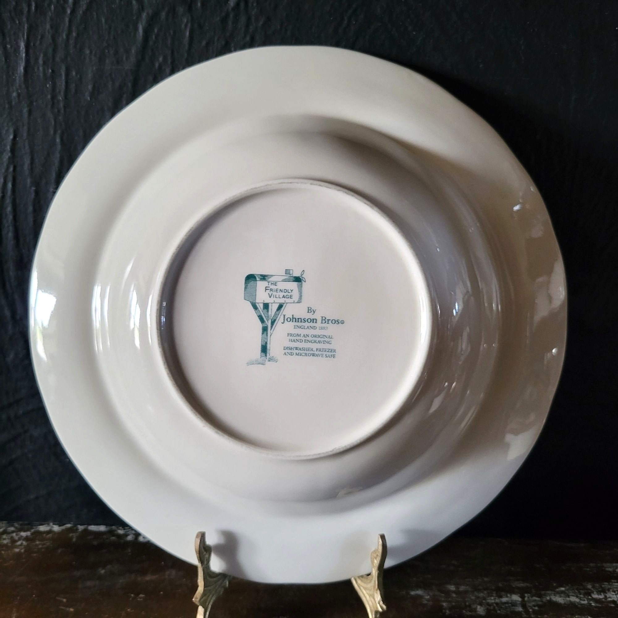Vintage Johnson Brothers The Friendly Village Rimmed Soup Bowl "The Stone Wall"