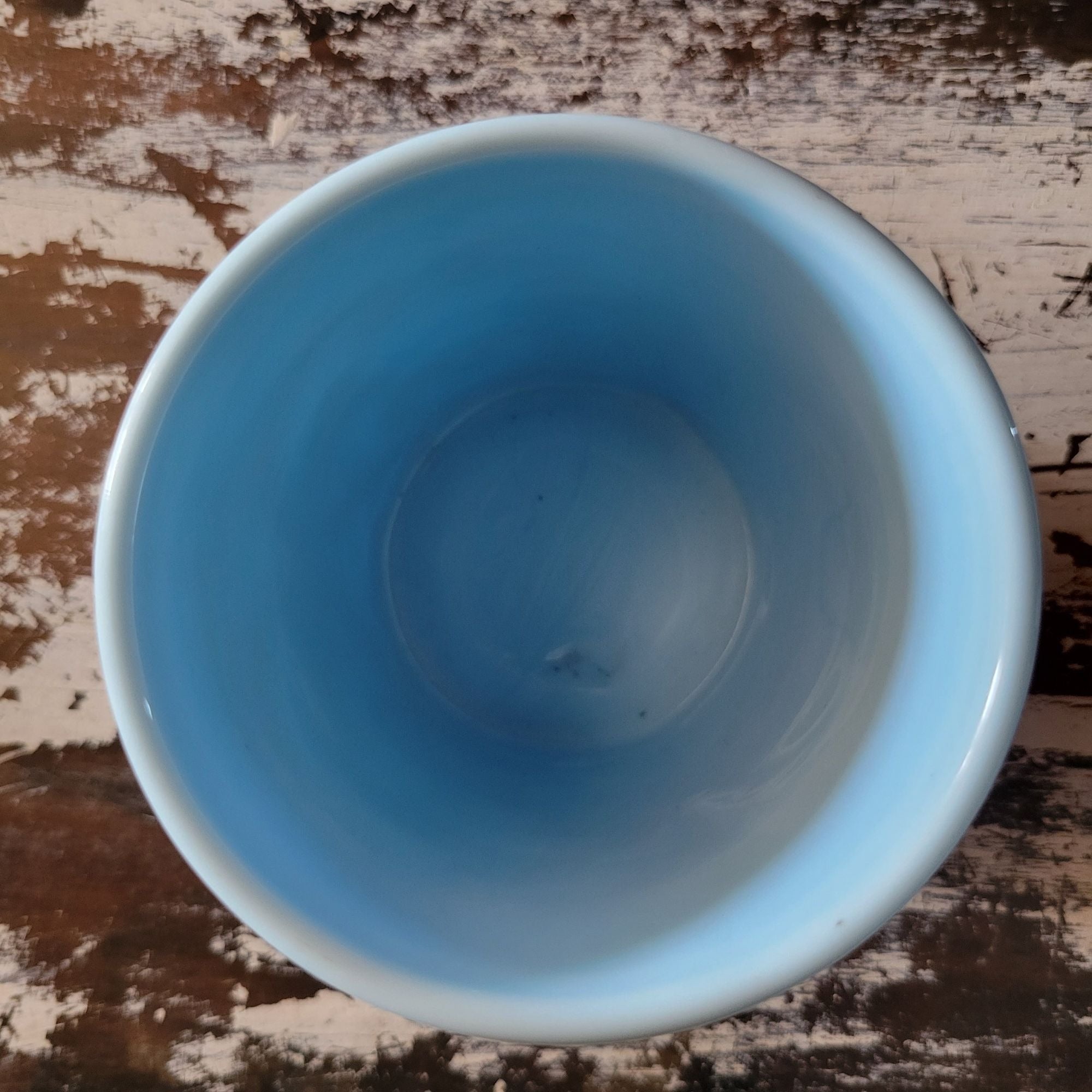 Vintage Challinor Blue Opaque Milk Glass Tumbler Decorative Scrollwork