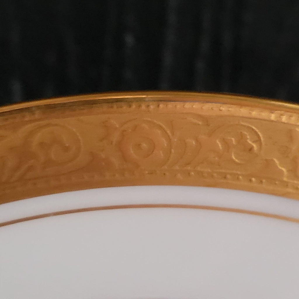 Vtg Hutschenreuther White China Salad Plate w/Encrusted Gold Edge 8" Bavaria