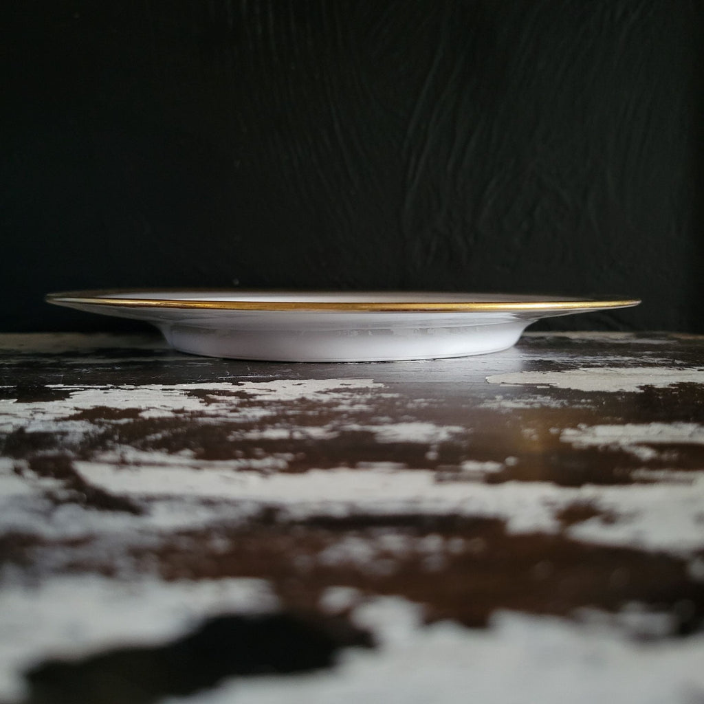Vtg Hutschenreuther White China Salad Plate w/Encrusted Gold Edge 8" Bavaria