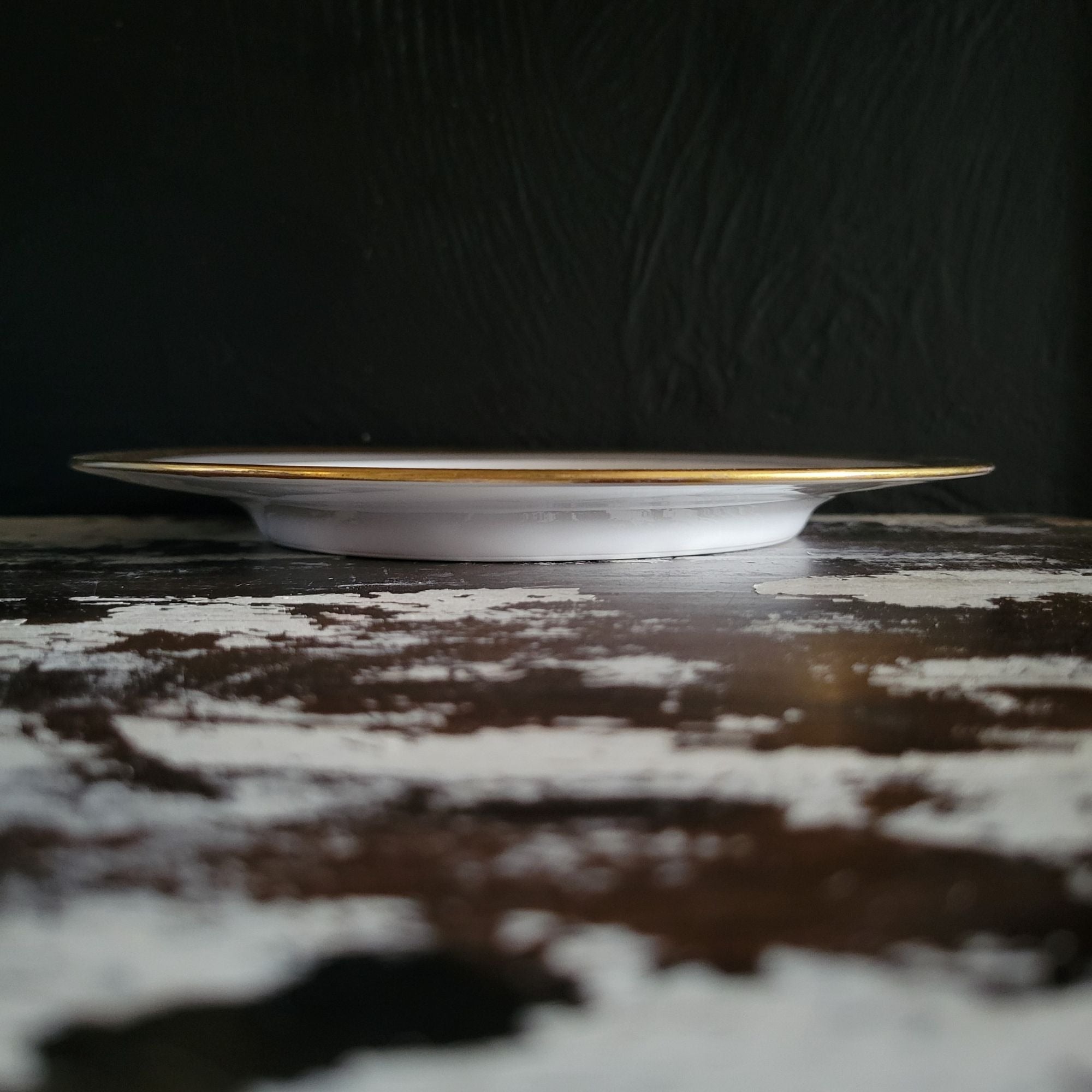 Vtg Hutschenreuther White China Salad Plate w/Encrusted Gold Edge 8" Bavaria