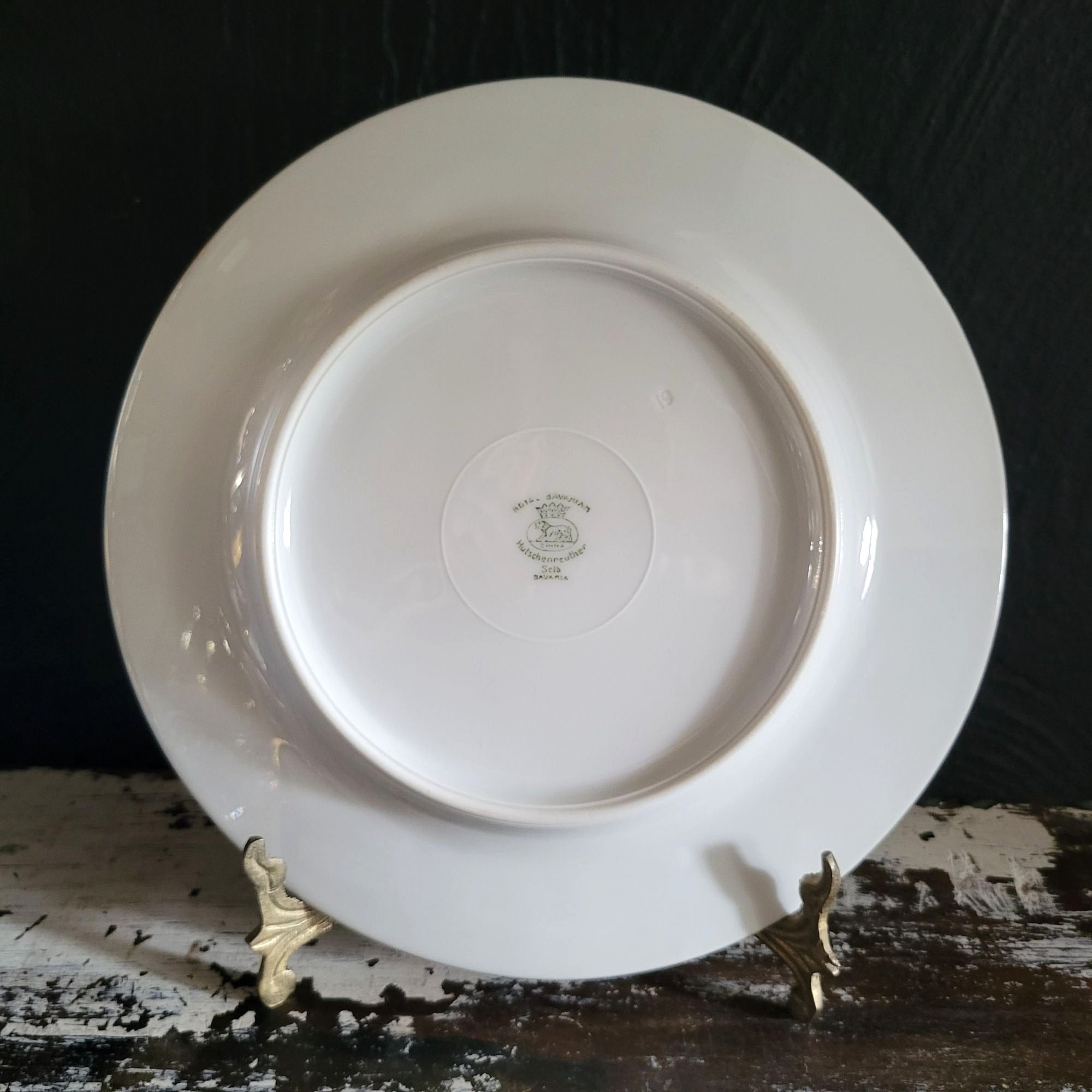 Vtg Hutschenreuther White China Salad Plate w/Encrusted Gold Edge 8" Bavaria