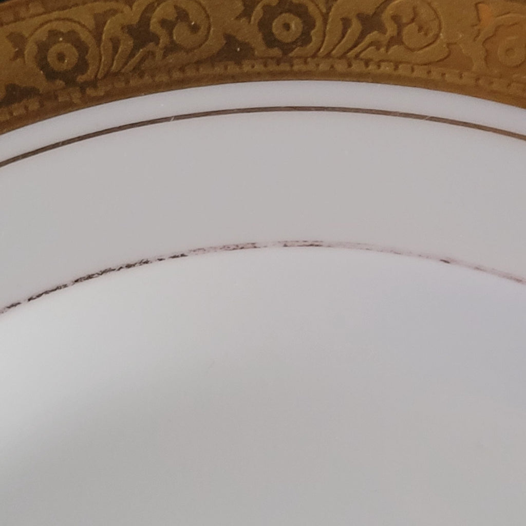 Vtg Hutschenreuther White China Salad Plate w/Encrusted Gold Edge 8" Bavaria