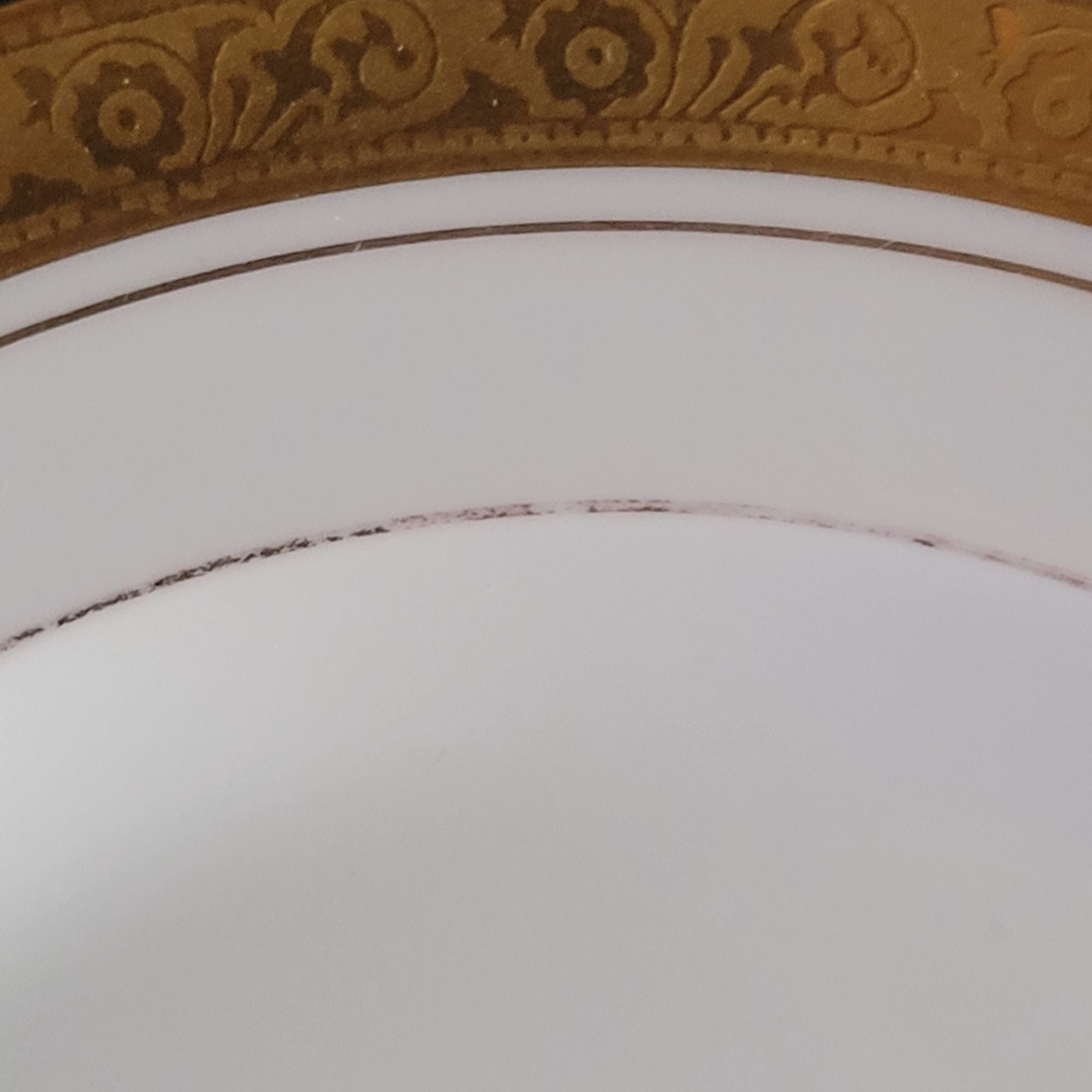 Vtg Hutschenreuther White China Salad Plate w/Encrusted Gold Edge 8" Bavaria