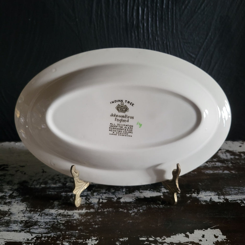Vintage Johnson Brothers Indian Tree Oval Relish Tray Or Gravy Boat Underplate