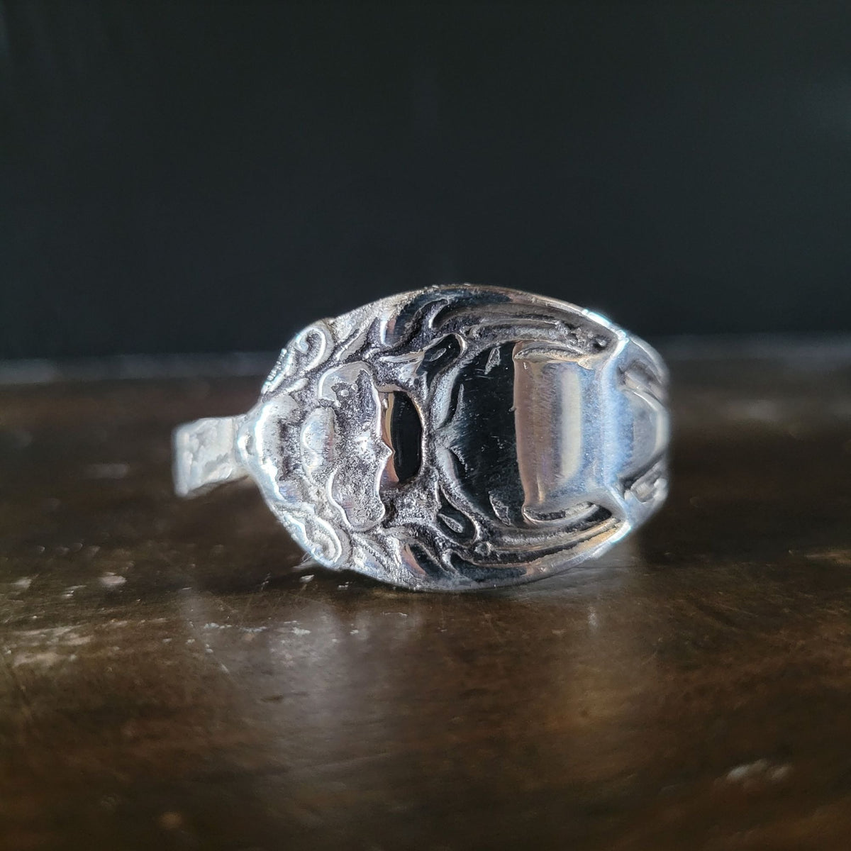 Vtg Andrea By Sadek Silver-Tone Ornate Spoon Style Floral Napkin Rings Set Of 4