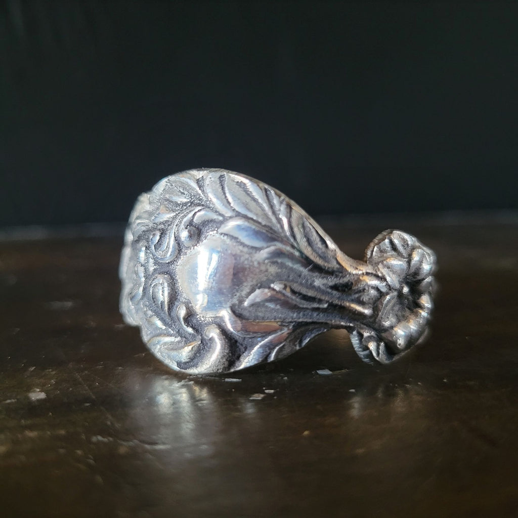Vtg Andrea By Sadek Silver-Tone Ornate Spoon Style Floral Napkin Rings Set Of 4