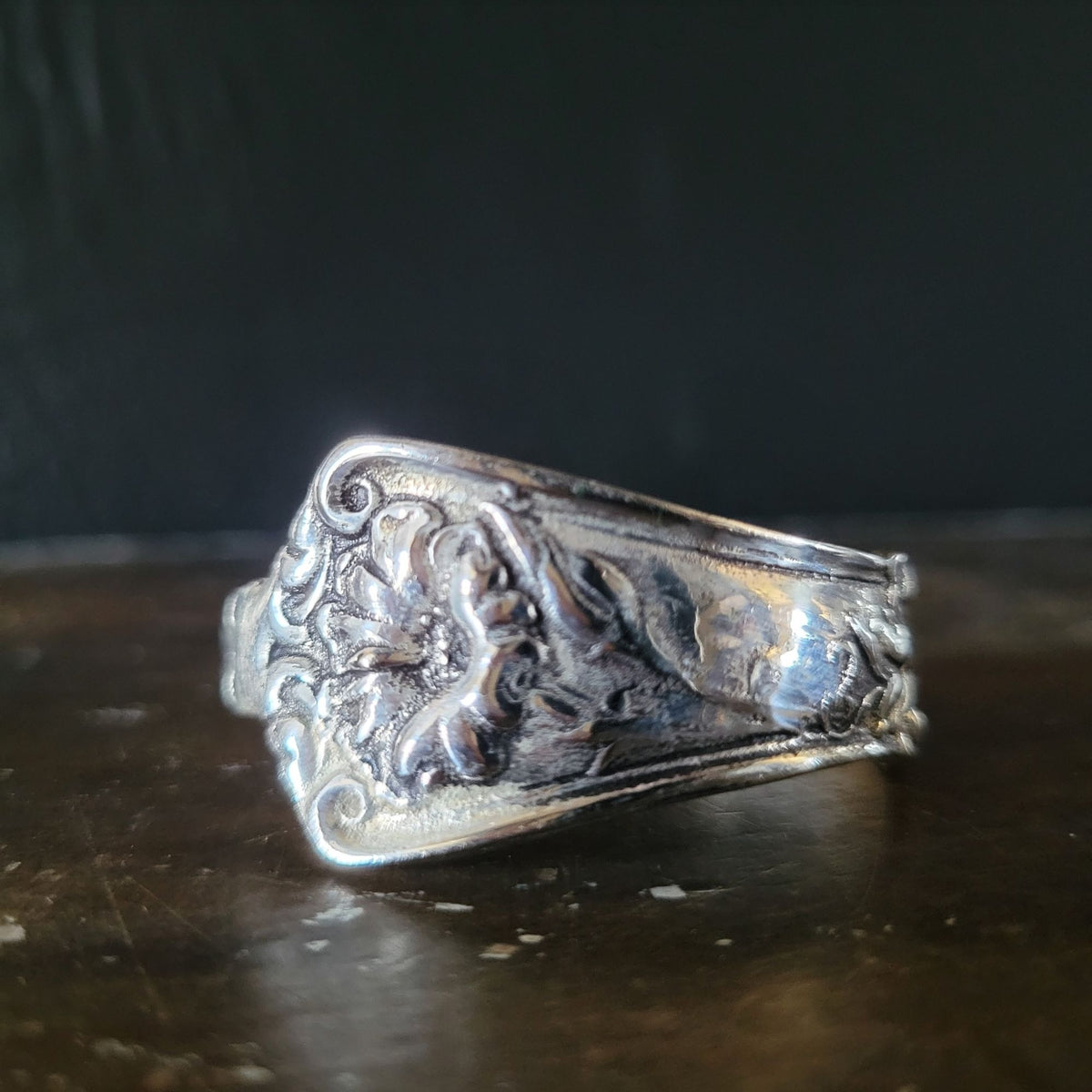Vtg Andrea By Sadek Silver-Tone Ornate Spoon Style Floral Napkin Rings Set Of 4
