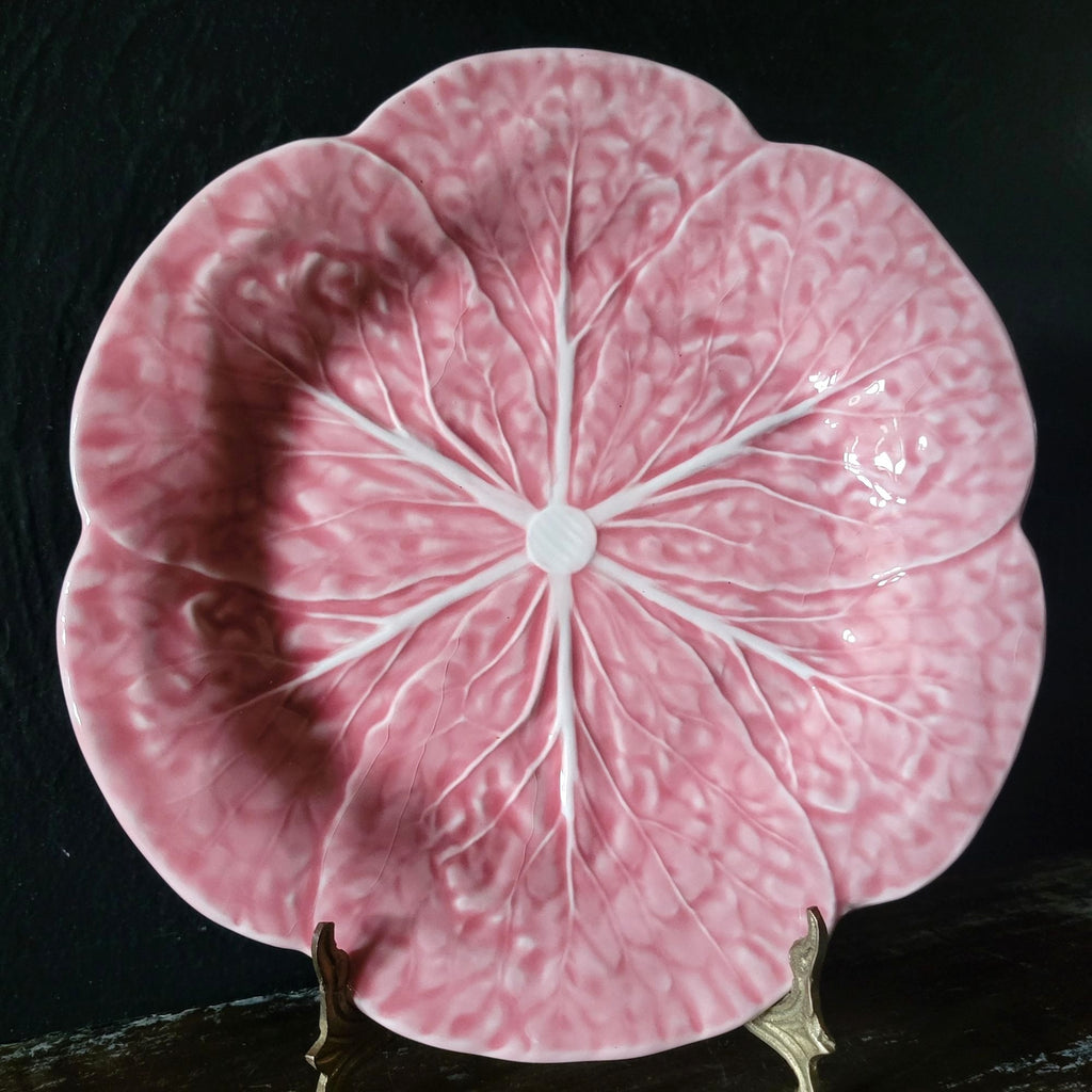Bordallo Pinheiro Pink Cabbage Leaf Plate 9.125" Plate Wall Portugal - Crazing