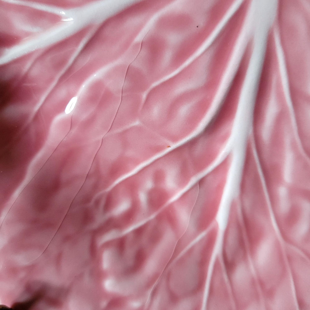 Bordallo Pinheiro Pink Cabbage Leaf Plate 9.125" Plate Wall Portugal - Crazing