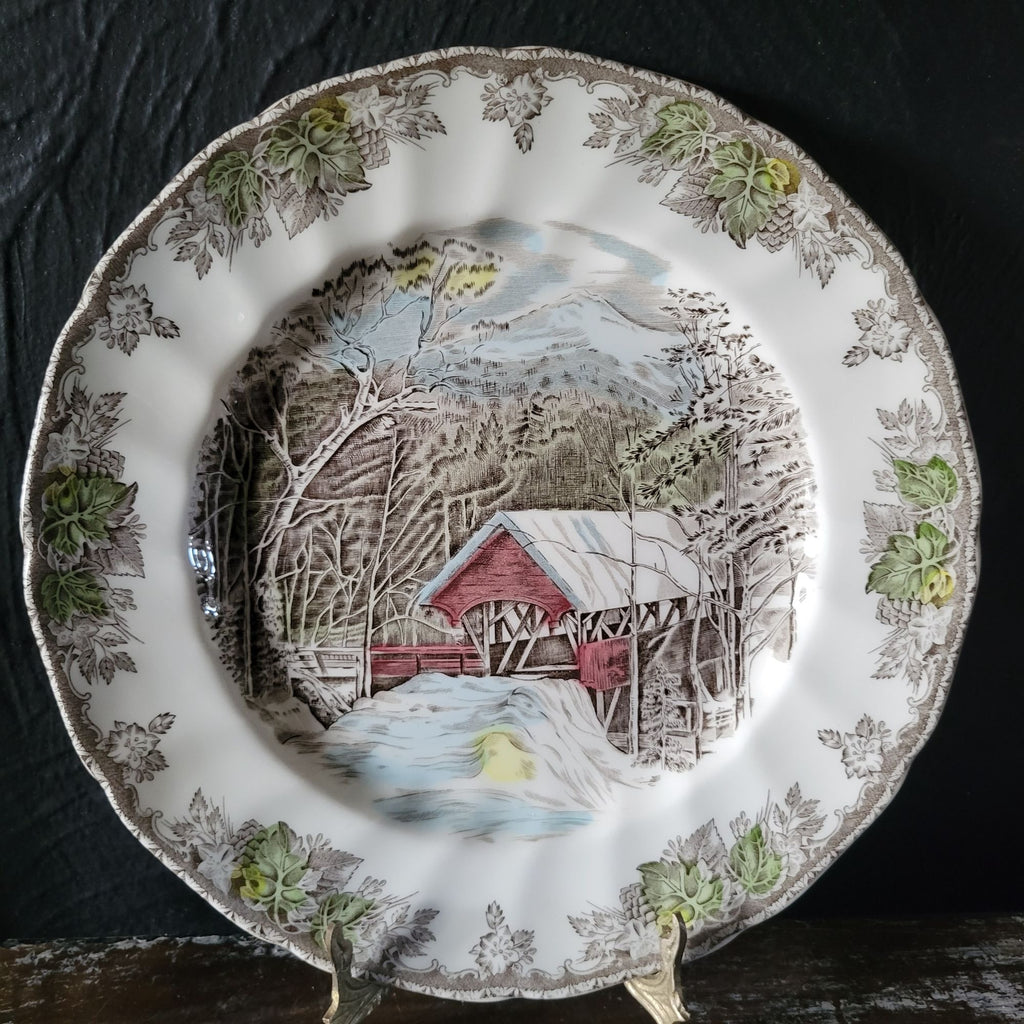 Vintage Johnson Brothers The Friendly Village Dinner Plate "The Covered Bridge"
