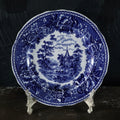 Vtg Arabia of Finland Blue and White Landscape Bread Plate Floral and Scenic