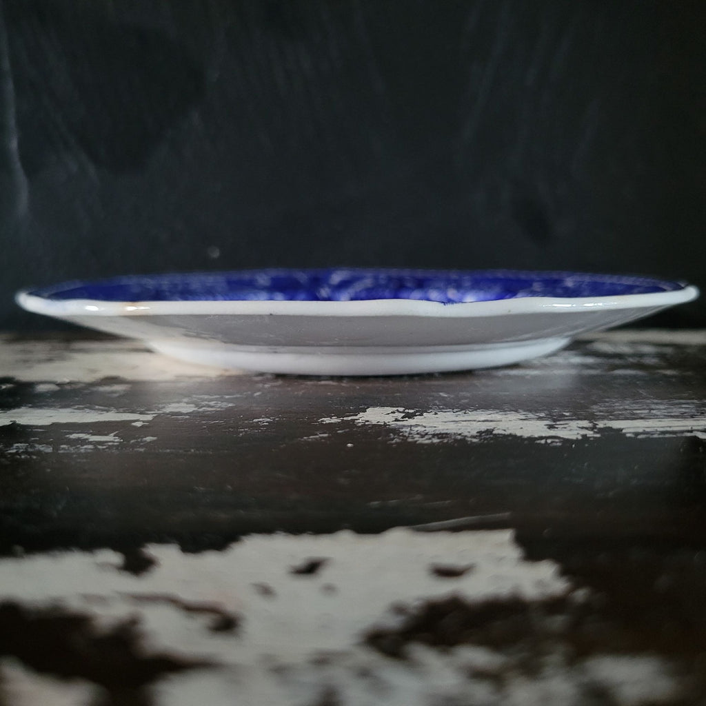 Vtg Arabia of Finland Blue and White Landscape Bread Plate Floral and Scenic