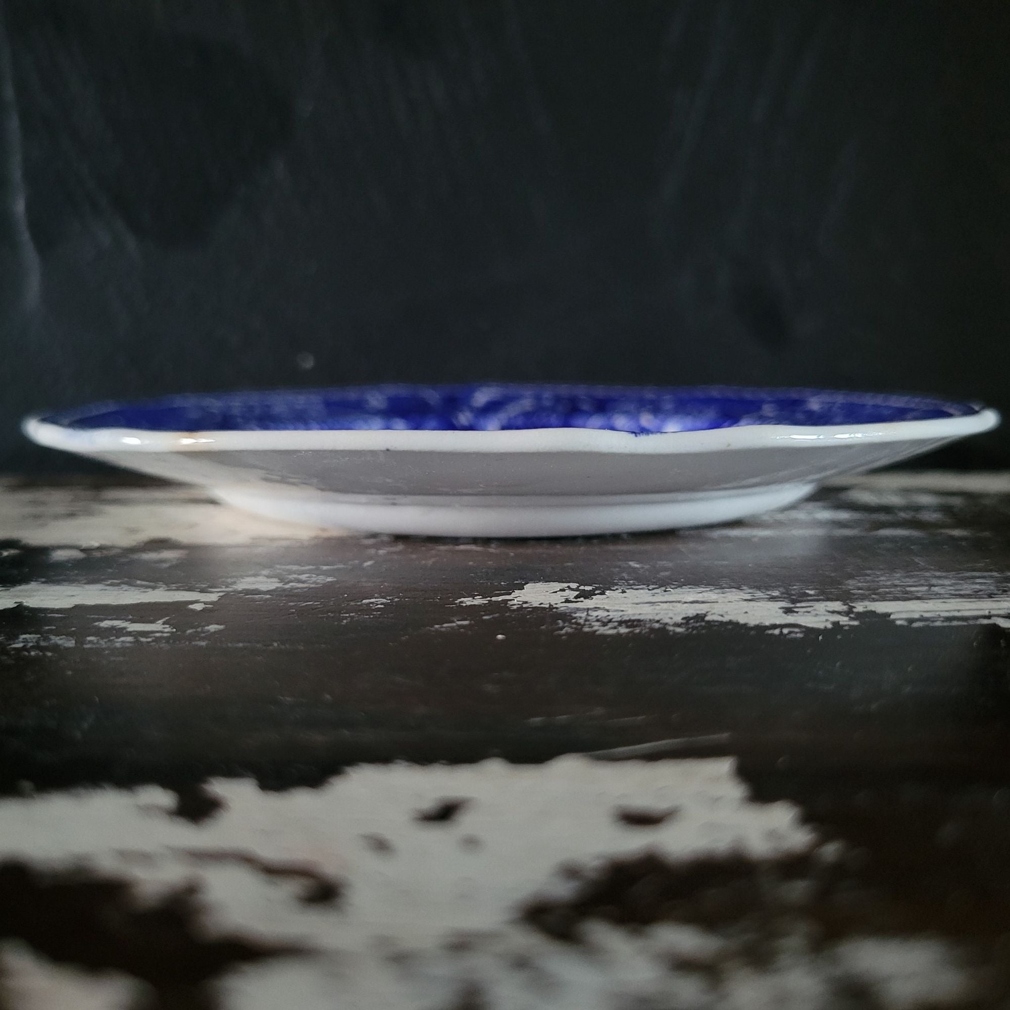 Vtg Arabia of Finland Blue and White Landscape Bread Plate Floral and Scenic