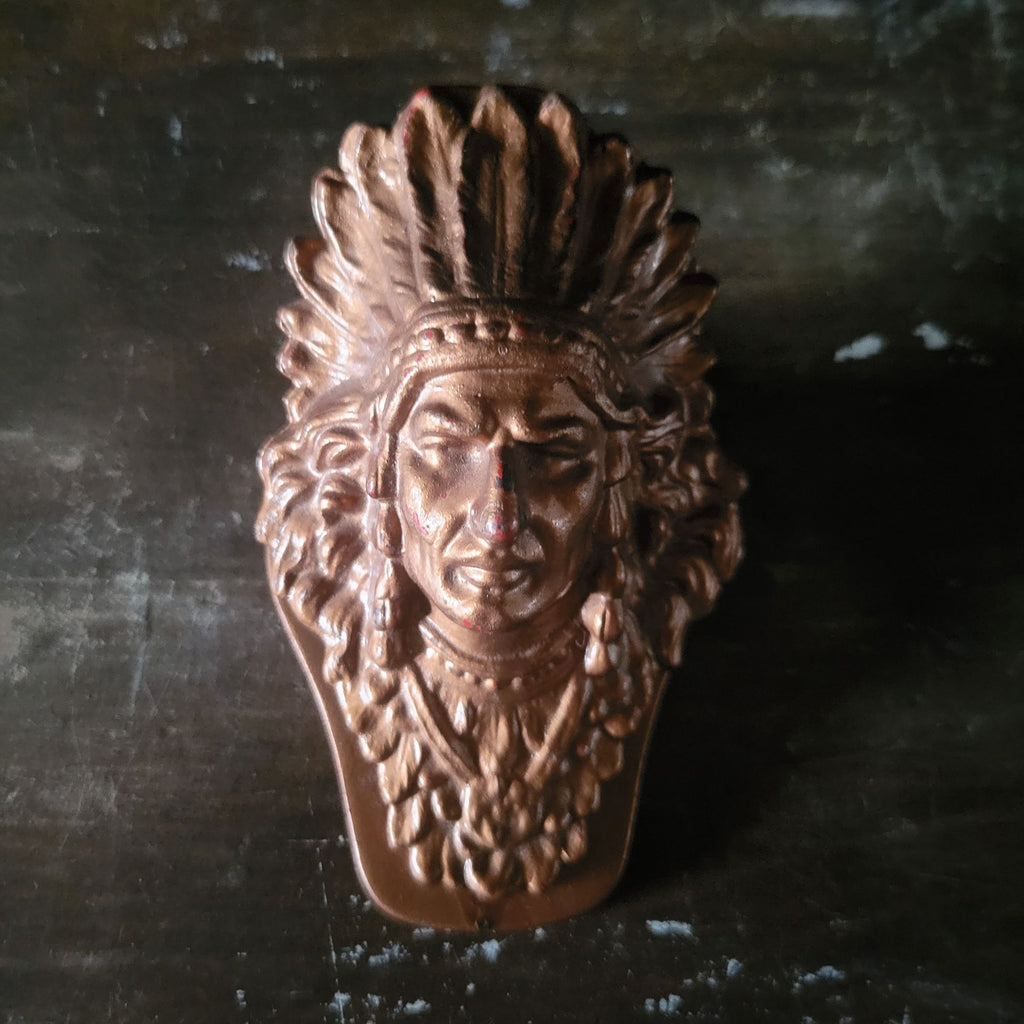Antique Judd Native American Chief 5251Bronzed Cast Iron Desk Clip Paperweight