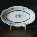 Vtg Royal Bayreuth Teal Tulip Relish Dish Serving Bowl Floral Design Gold Trim