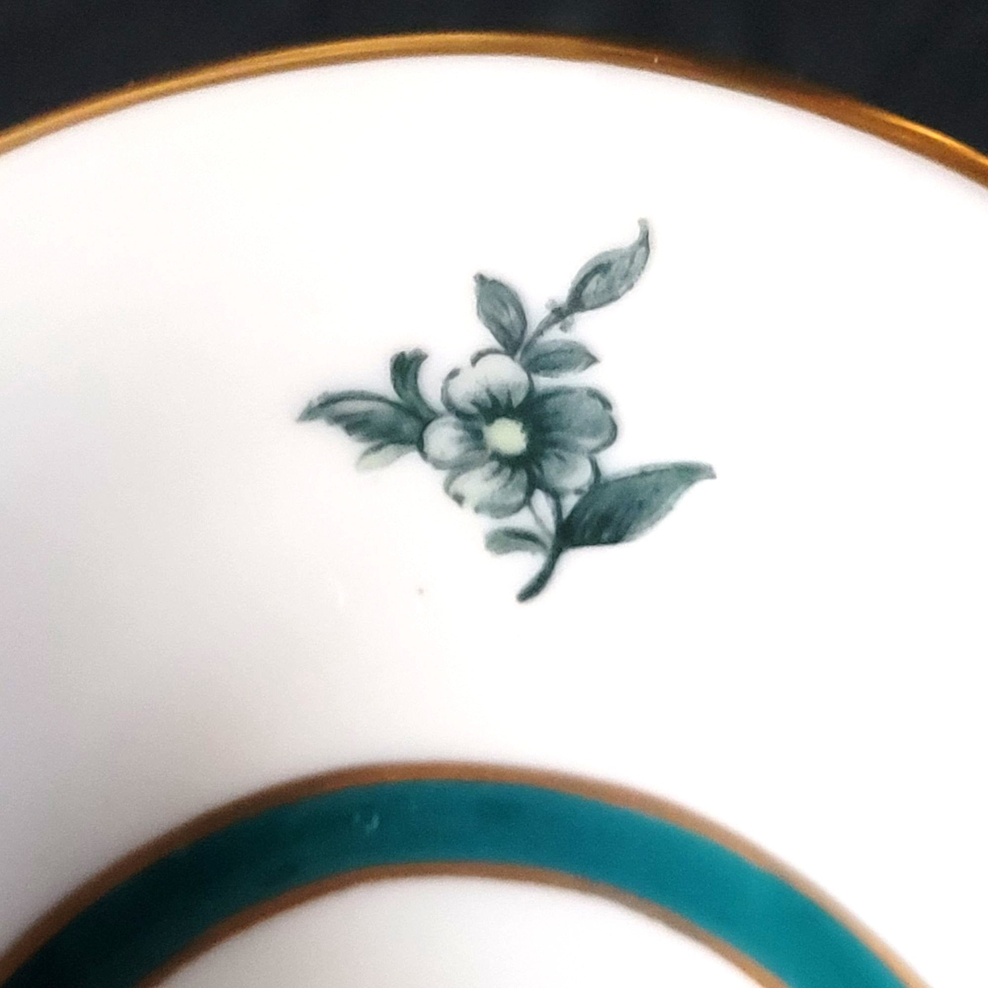 Vtg Royal Bayreuth Teal Tulip Relish Dish Serving Bowl Floral Design Gold Trim