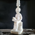 Vintage White Alabaster Sculpture Lamp Of Child Scribe After Canova 12.5 Inches