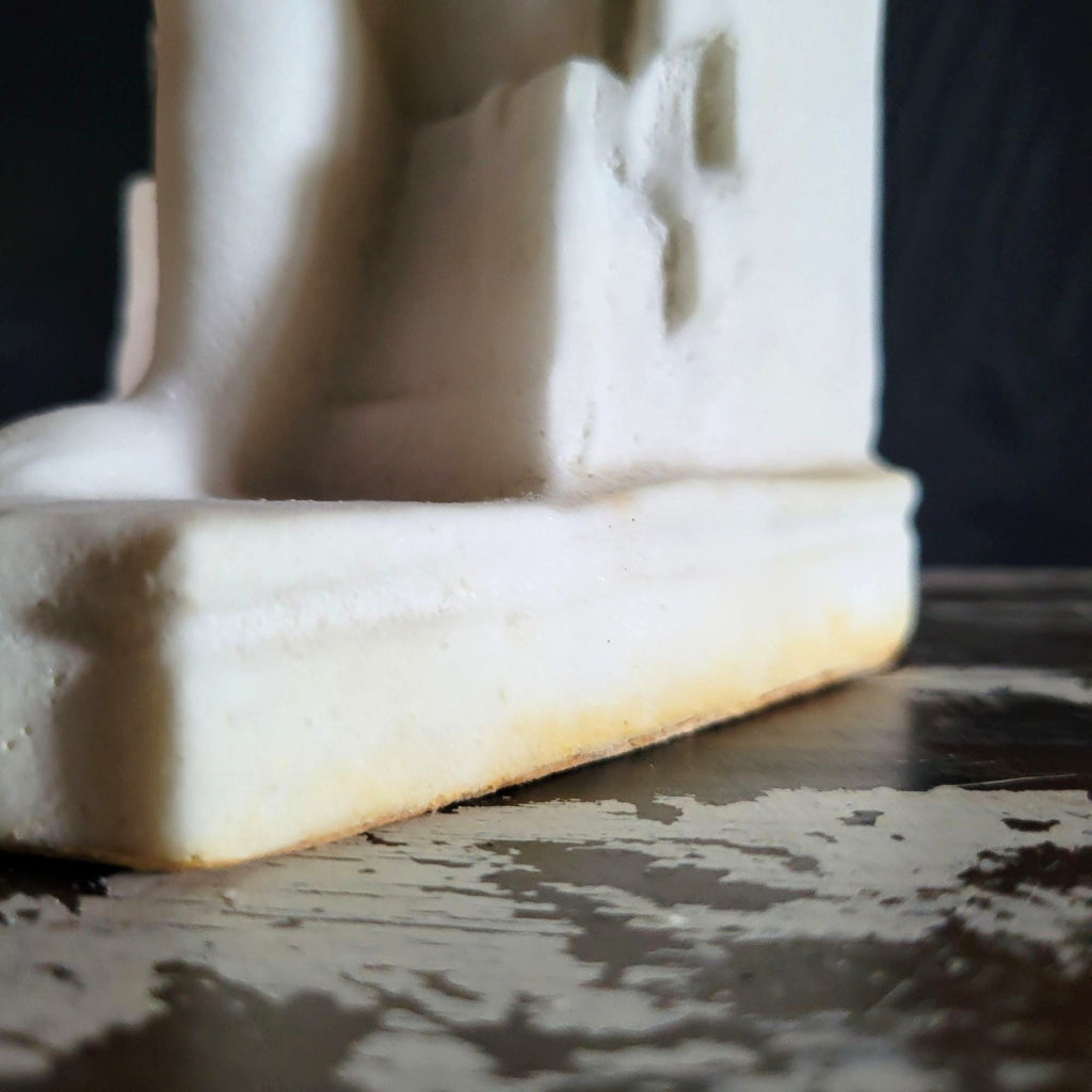 Vintage White Alabaster Sculpture Lamp Of Child Scribe After Canova 12.5 Inches